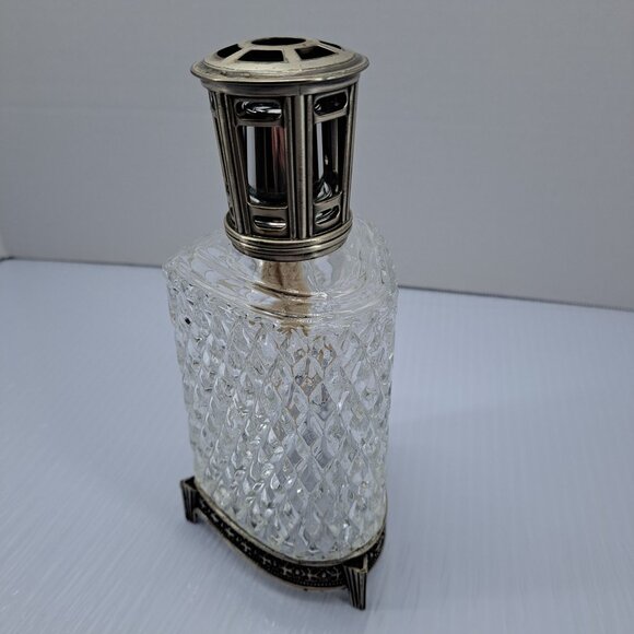 Scentier Heart-Shape Cut Glass Fragrance Lamp Diffuser Silver Tone Ornate Base - Picture 2 of 14